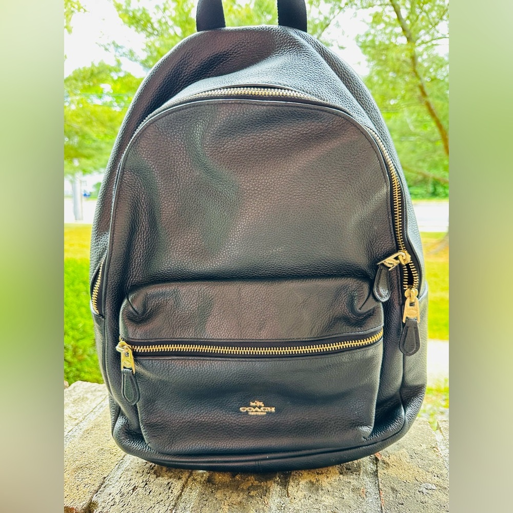 Black pebble authentic leather COACH BACKPACK!